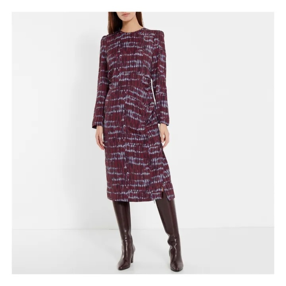 Vanessa Bruno Manisha Silk Blend Midi Dress Aubergine 38 (S/M)